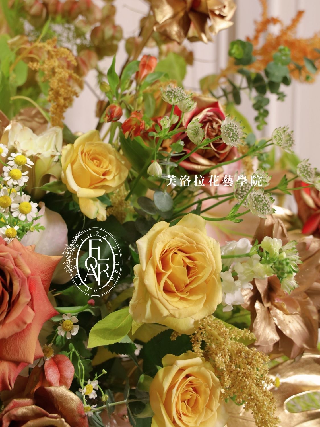紅金色高架花籃Luxury Artistic Grand Opening Flower Stand (8)