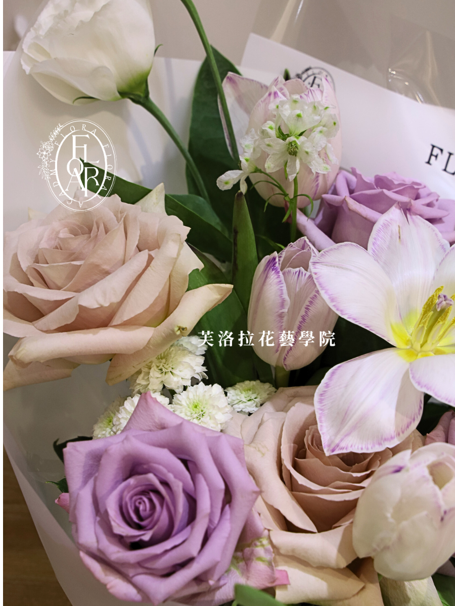 Elegant Purple Tulip & Imported Rose Fresh Flower Bouquet (2)