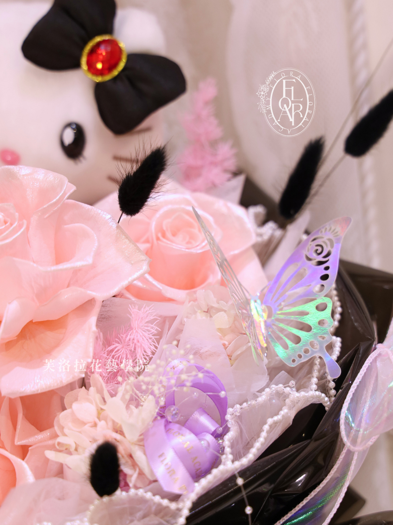 永生花束|《粉鑽千金》|珠光粉玫瑰|客製花束:圖片 6