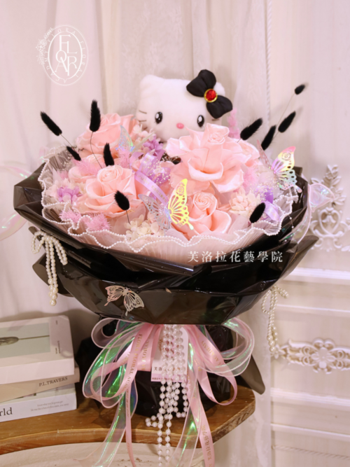 永生花束｜《粉鑽千金》｜珠光粉玫瑰｜客製花束