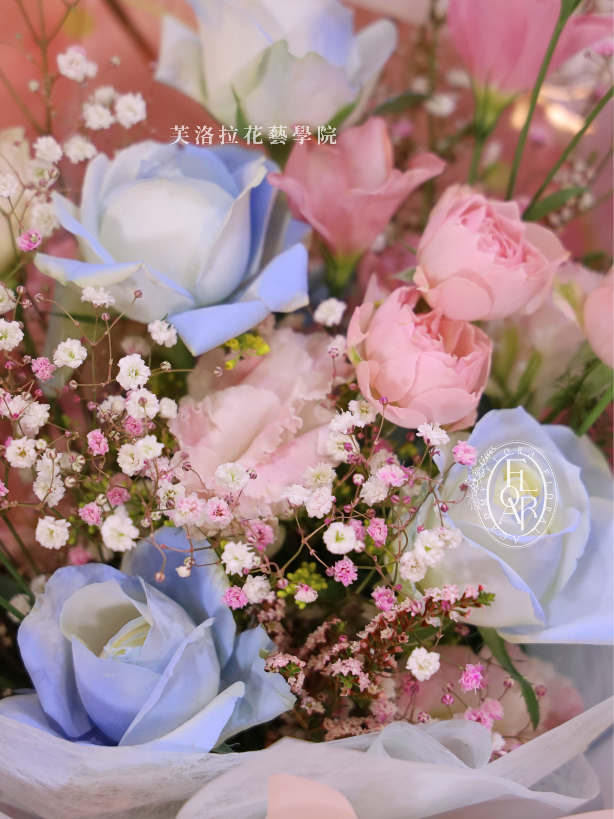 鮮花束|《粉藍夢遊》|雙色玫瑰|夢幻花束:圖片 4