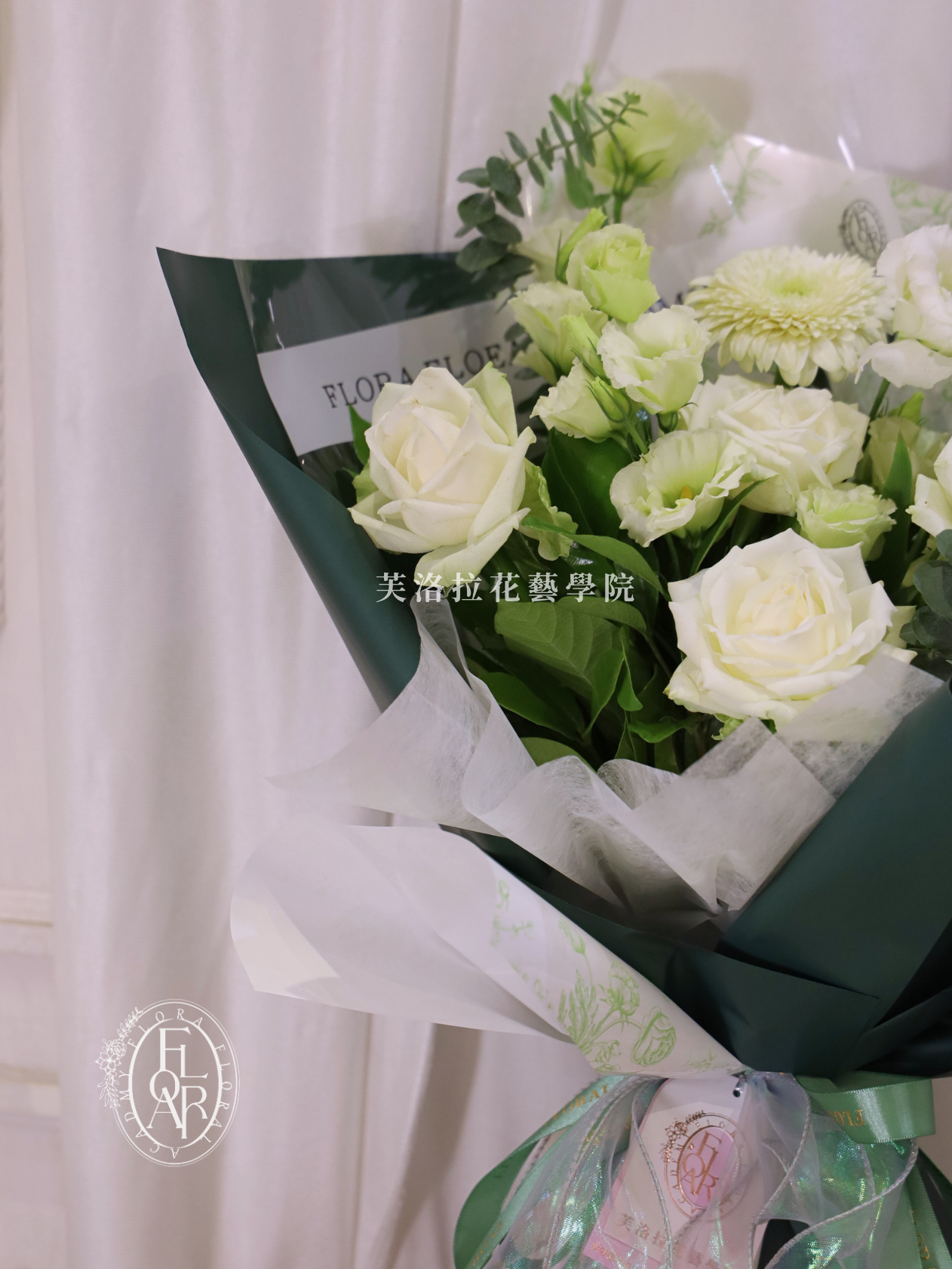 鮮花束|《森白》|白玫瑰|綠白色系:圖片 4