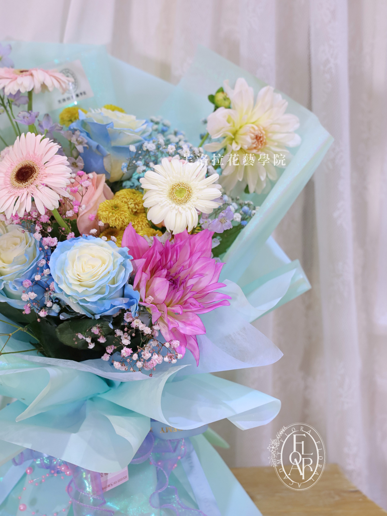 鮮花束|《Palette de Fleurs》|進口藍玫瑰|客訂製款:圖片 4